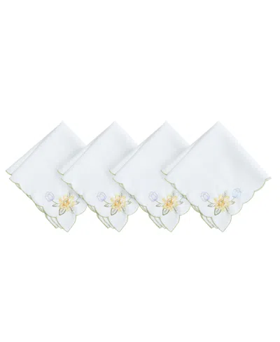 Elrene Embroidered Floral Napkins, Set Of 4 In White