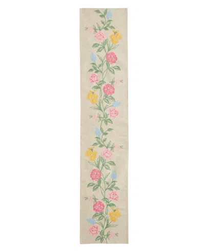 Elrene Embroidered Floral Table Runner, 14" X 70" In Brown