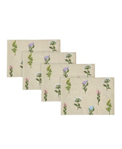 Elrene Embroidered Wildflower Placemats, Set Of 4 In Brown