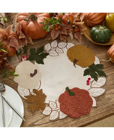 Elrene Fall Feels Cutwork Fabric Round Placemat, 15" In Multi