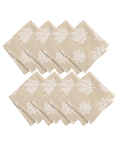 Elrene Falling Leaves Jacquard Cotton Napkins, Set Of 8 In Brown