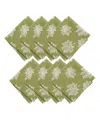 Elrene Falling Leaves Jacquard Cotton Napkins, Set Of 8 In Green