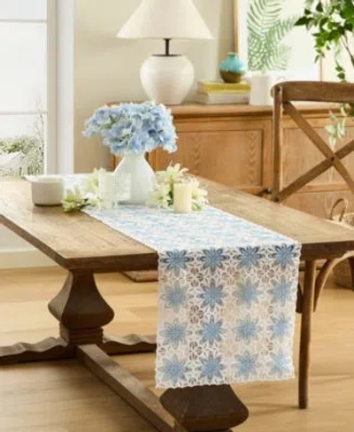 Elrene Floral Crochet Table Linen Collection In Blue
