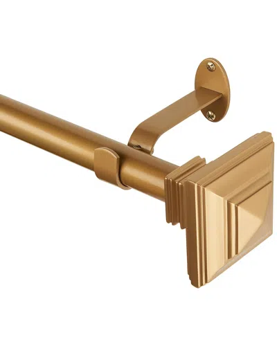 Elrene Florence Single Curtain Rod With Stacked Square Finial In Gold