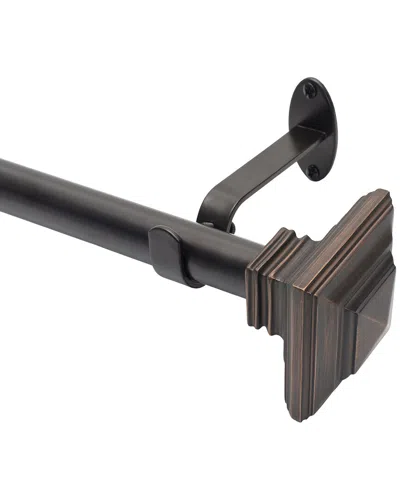 Elrene Florence Single Curtain Rod With Stacked Square Finial In Multi