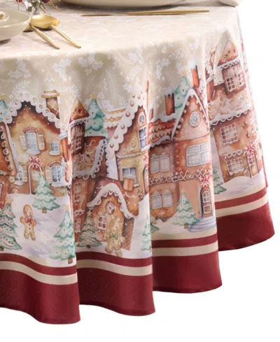 ELRENE GINGERBREAD BLISS PRINTED OVAL TABLECLOTH, 84" X 60"