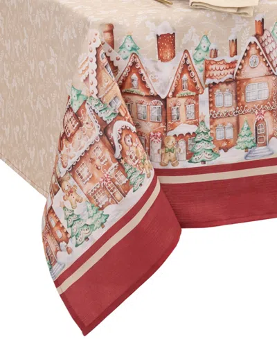 Elrene Gingerbread Bliss Printed Rectangle Tablecloth, 84" X 60" In Red