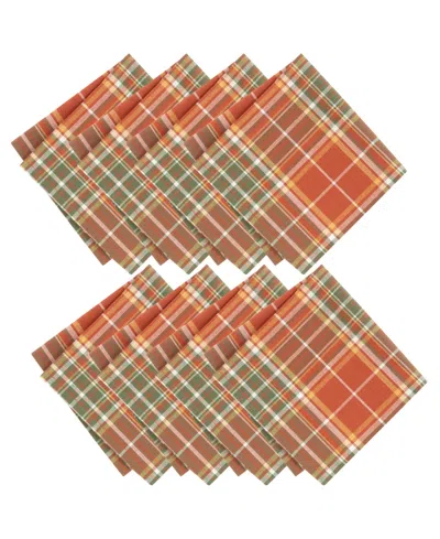Elrene Hawley Plaid Harvest Cotton Napkins 17" X 17", Set Of 8 In Multi