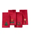 Elrene Holiday 4-pc. Embroidered Napkin Set, 17" X 17" In Red