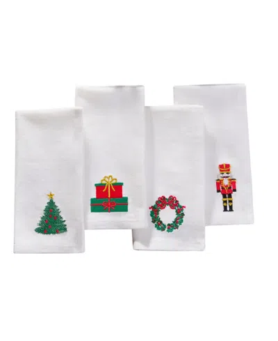 Elrene Holiday 4-pc. Embroidered Napkin Set, 17" X 17" In White