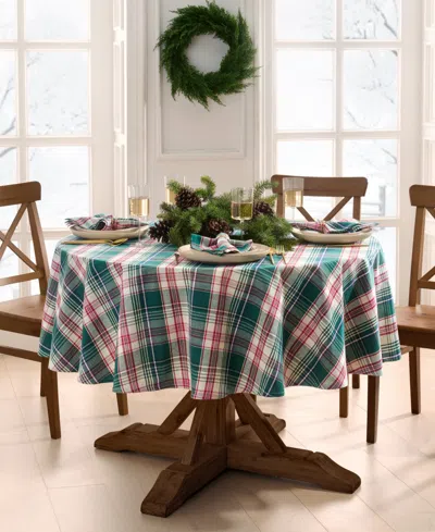 Elrene Holiday Fireside Plaid Tablecloth, 70" X 70" In Multi