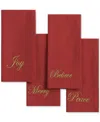 Elrene Holiday Sentiments 4-pc. Napkin Set, 17" X 17" In Red