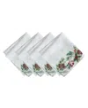 Elrene Holly Berry Flourish Holiday Fabric Napkin 17"x 17", Set Of 4 In Multi