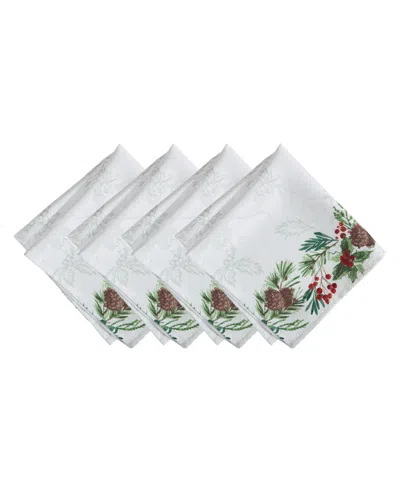 Elrene Holly Berry Flourish Holiday Fabric Napkin 17"x 17", Set Of 4 In Multi