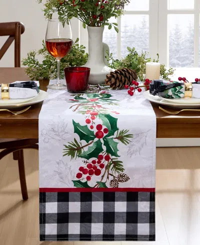 Elrene Holly Charm Holiday Fabric Table Runner, 70"x 14" In Multi