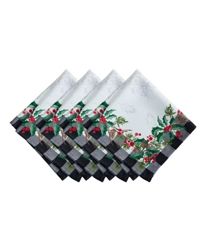 Elrene Holly Farmhouse Charm Holiday Fabric Napkins 17"x 17", Set Of 4 In Multi