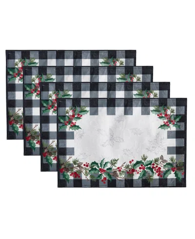 Elrene Holly Farmhouse Charm Holiday Fabric Placemats 19"x 13", Set Of 4 In Multi