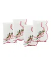 Elrene Holly Ribbon 4-pc. Embroidered Cutwork Fabric Napkin Set, 17"x 17" In White