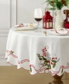 Elrene Holly Ribbon Embroidered Cutwork Fabric Table Linen Collection In White