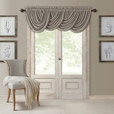 Elrene Home Fashions All Seasons Blackout Waterfall Valance, 52 X 36 In Silver