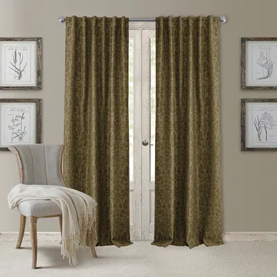 Elrene Home Fashions Antonia Blackout Window Curtain Panel, 52 X 84 In Antique Gold