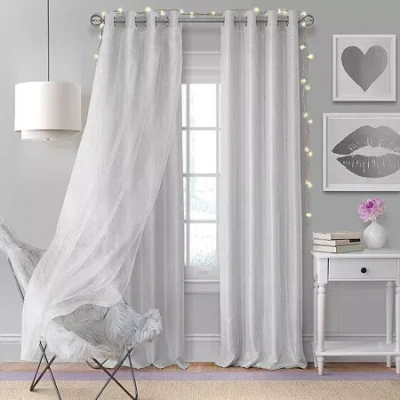 Elrene Home Fashions Aurora Grommet Top Light-filtering Single Curtain Panel In Gray