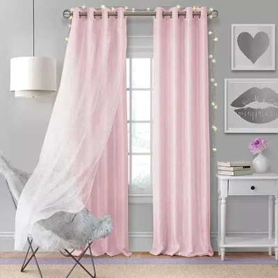 Elrene Home Fashions Aurora Grommet Top Light-filtering Single Curtain Panel In Pink
