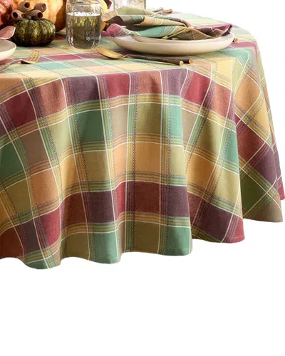 Elrene Home Fashions Autumn Acres Plaid Round Tablecloth In Multi