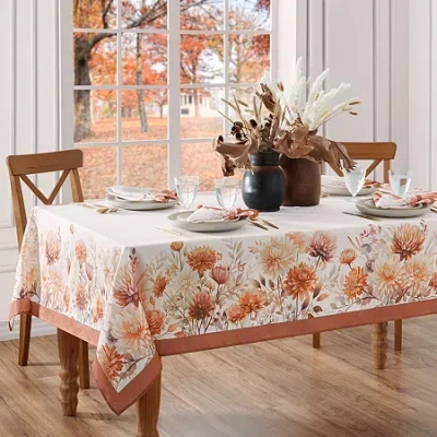 Elrene Home Fashions Autumn Blooms Rectangle Tablecloth In Brown