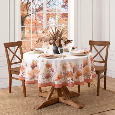 Elrene Home Fashions Autumn Blooms Round/oval Tablecloth In Brown