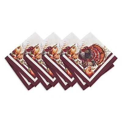 Elrene Home Fashions Autumn Heritage Turkey Engineered Napkins, Set Of 4 In Multi