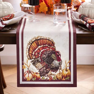 Elrene Home Fashions Autumn Heritage Turkey Engineered Table Runner, 13 X 70 In Multi