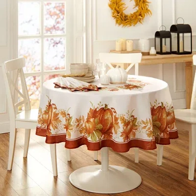 Elrene Home Fashions Autumn Pumpkin Grove 70x70 Tablecloth In Red