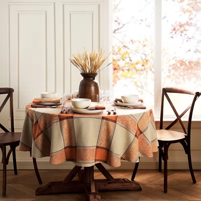 Elrene Home Fashions Autumnal Harvest Jacquard Tablecloth, 60 X 84 Oval In Multi