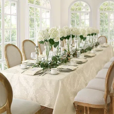 Elrene Home Fashions Barcelona Jacquard Damask Tablecloth In Nude