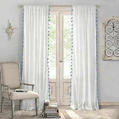 Elrene Home Fashions Bianca Tassel Curtain Panel, 52 X 84 In Blue
