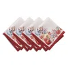 Elrene Home Fashions Botanical Harvest Pumpkin Engineered Napkins, Set Of 4 In Red