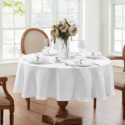 Elrene Home Fashions Caiden Elegance Tablecloth In White