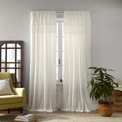 Elrene Home Fashions Calypso Rod Pocket Light-filtering Single Curtain Panel In White