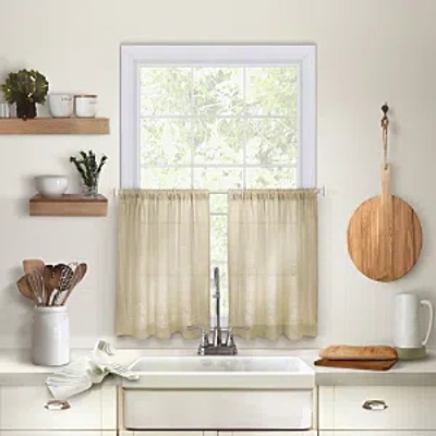 Elrene Home Fashions Cameron Kitchen Window Tier Set, 24 X 30 In Linen