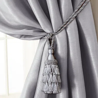 Elrene Home Fashions Charlotte Tassel Curtain Tieback In Silver