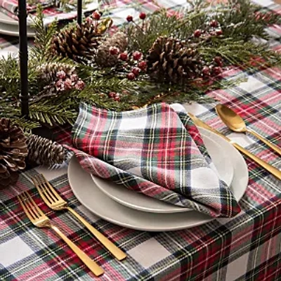 Elrene Home Fashions Christmas Classic Holiday Plaid Cotton Napkins, Set Of 8 In Multi