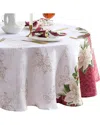Elrene Home Fashions Clarette Poinsettia Holiday Fabric Tablecloth - Round In White