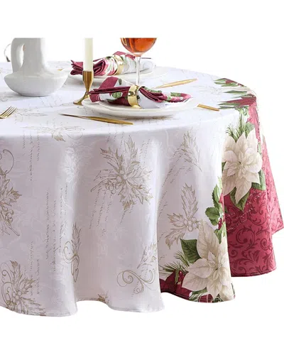 ELRENE HOME FASHIONS ELRENE HOME FASHIONS CLARETTE POINSETTIA HOLIDAY FABRIC TABLECLOTH - ROUND