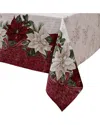 Elrene Home Fashions Clarette Poinsettia Holiday Fabric Tablecloth In Red