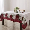 Elrene Home Fashions Clarette Poinsettia Holiday Fabric Tablecloth In Red