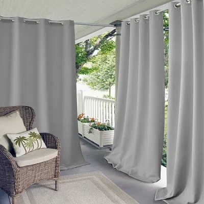 Elrene Home Fashions Connor Grommet Top Light-filtering Single Outdoor Curtain Panel In Gray