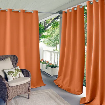 Elrene Home Fashions Connor Solid Indoor/outdoor Curtain Panel, 52 X 84 In Orange