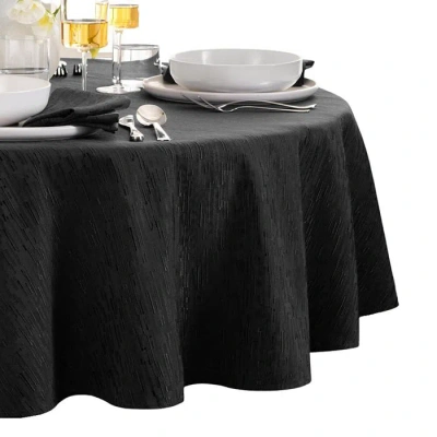 Elrene Home Fashions Continental Solid Texture Water And Stain Resistant Oval Tablecloth, 60 X 84 In Black