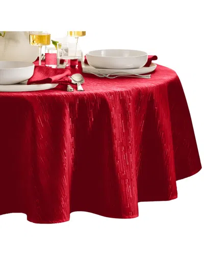 Elrene Home Fashions Continental Solid Texture Water & Stain Resistant Round  Tablecloth In Red